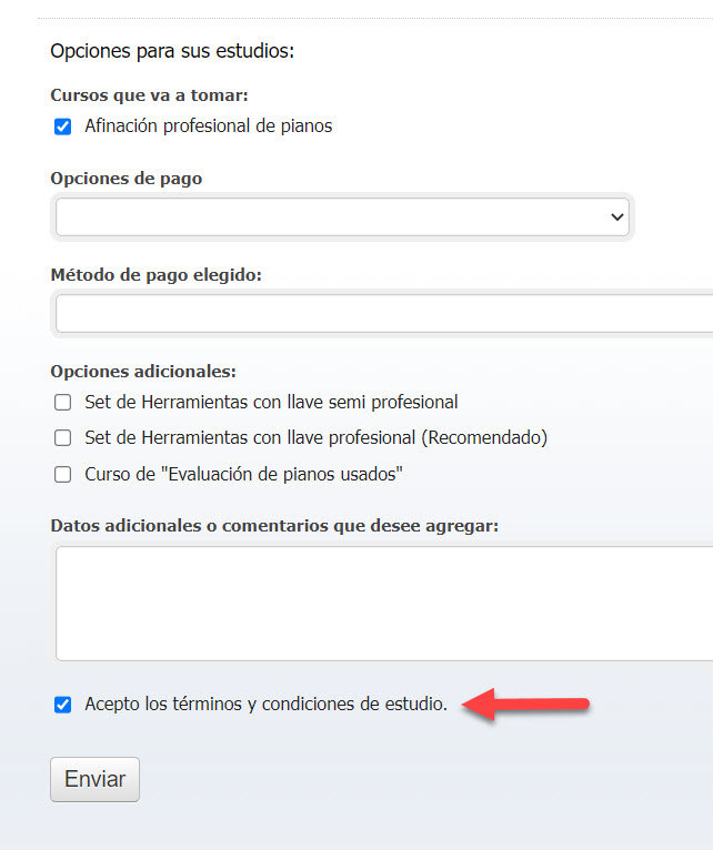 Acuerdo de condiciones de estudio Acuerdo de condiciones de estudio