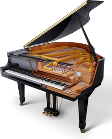 Piano de cola en corte