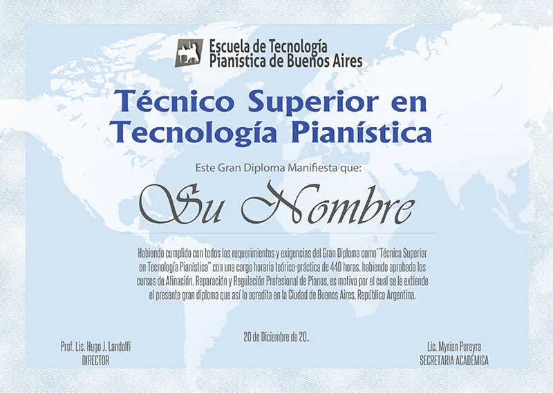 Gran Diploma de Técnico Superior en Tecnología Pianística